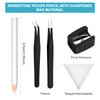 22 Pieces Wax Rhinestone Picker Pencil Wax Pencil Set for Rhinestones Nail Art Gem Dotting Crystal Pick up Tools with Pick Up Tweezers, Pencil sharpener and Triangular Plate