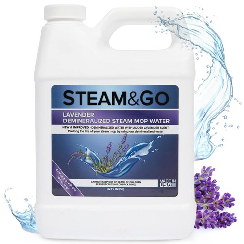 Steam & Go - Demineralized Water for Steam Cleaner, PVC-Free Floor Cleaner Liquid Compatible With Any Mop Steamer, Ready-to-Use Multisurface Cleaner, Scented Mop Solution, Lavender, 32 oz