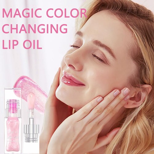 Magic Color Changing Moisturizing Lip Glow Oil 2024 New Plumping Glimmer Glow Color Changing Lip Oil,Hydrating Lip Gloss Lip Balm Long Lasting Nourishing Non-sticky Lip Oil with Big Brush