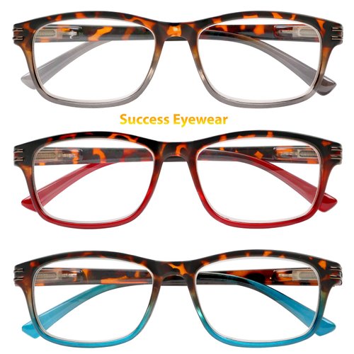 Success Eyewear Reading Glasses 3 Pair Great Value Stylish Readers Fashion Men and Women Glasses for Reading +3.25