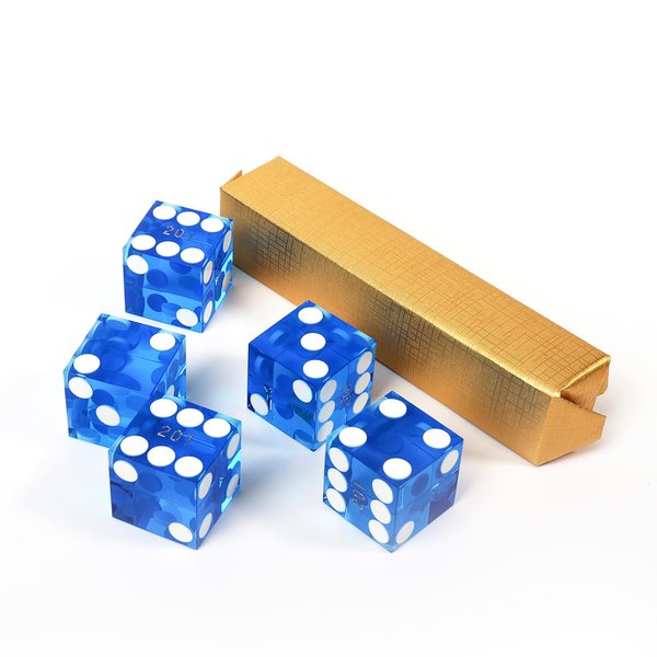 Casino Dice Game AAA Grade 19mm Pro Vegas Casino Style Craps Dice Set of 5 with Razor Sharp Edges & Matching Serialized Numbers for RPG, Dice Stacking, Yahtzee Dice Games