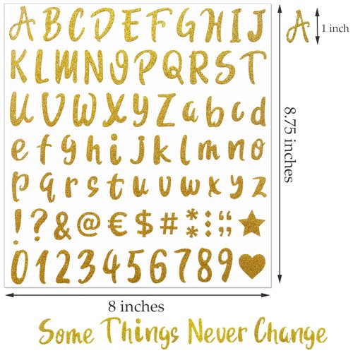 Waynoda 810 Pieces 10 Sheets Self-Adhesive Glitter Gold Silver letter stickers, Alphabet Number Stickers, Decals for Sign, Mailbox, Notebook, Window, Classroom Decor, Door, Business, Address Number (1