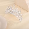 YERTTER SilverTiara Crown with Hair Comb Pearl Headpieces PrincessTiara Mini Crystal Rhinestones Hair Accessories Decorative Hair Pieces for Women Girls (Style 1)