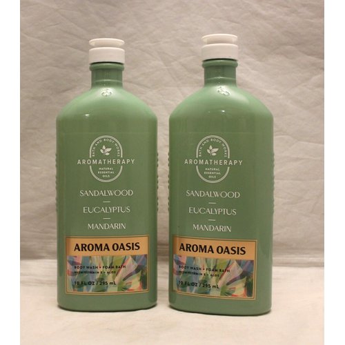 2 Pack SHOWER GEL WASH ALOE VITAMIN E 10 OZ (Sandalwood Eucalyptus Mandarin Body Wash & Foam Bath)