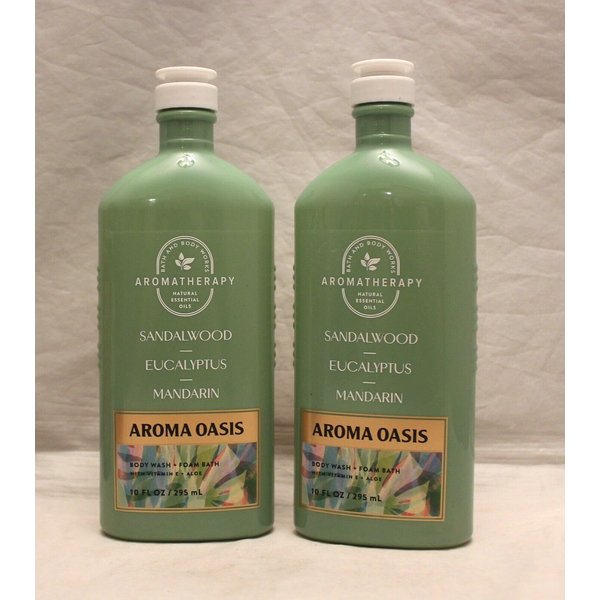 2 Pack SHOWER GEL WASH ALOE VITAMIN E 10 OZ (Sandalwood Eucalyptus Mandarin Body Wash & Foam Bath)