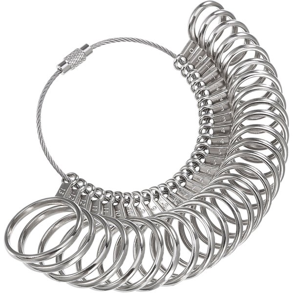 Mudder Stainless Steel Ring Gauges Finger Sizer Measuring Ring Tool, Size 1-13 with Half Size, 27 Pcs