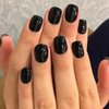 GLAMERMAID Press on Nails Extra Short Squoval,Black False Nails with Glue,24 Pcs Glue on Nails Reusable UV Finish Fake Nails Acrylic Stick on Nails Manicure Kits for Women Girls