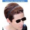 bodbop XINGZHE Metal Hair Band for Men Headband Women Hair Bands for Guys Fashion Headbands for Washing Face Makeup Sports Head Hair Hoop Black Elastic Non Slip Wavy Men’s Hairband (Black)