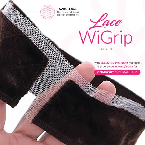 MILANO COLLECTION Lace WiGrip & Lace WigCap Combo, Premium Lace Wig Cap & Wig Band for Women, Adjustable, Reinforced Swiss Lace by HAIRLINE, Secure Velvet Headband, Brown