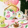 WERNNSAI Flamingo Party Supplies - 64PCS Luau Party Tableware Set Tropical Hawaiian Disposable Dinner Dessert Plates Napkins Cups for Girl Kids Birthday Baby Shower Serves 16 Guest