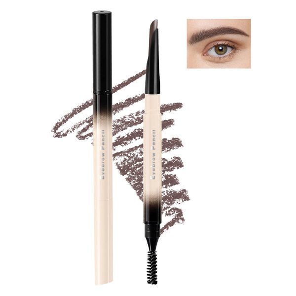 Retractable Eyebrow Definer Pencil with Spoolie, Dark Brown, Waterproof Long Lasting Brow Pencil, Soft Textured, Angled Tip Applicator for Natural-Looking Brows, Eyebrow Filler Pen Makeup for Women-01