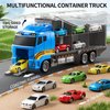 NIPLOOOW Toddler Boys Toys for 3 4 5 6 Years Old, Truck Vehicle Toy Set with Play Mat, Die-Cast Toy Car Carrier Truck for Boys Kids, Birthday Gifts Toys for 3 4 5 6 7 8+ Year Old Boys