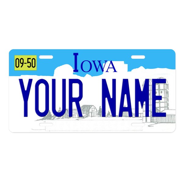 Bleu Reign Personalized License Plate Iowa Car Vehicle, Add Custom Name (6x12in)