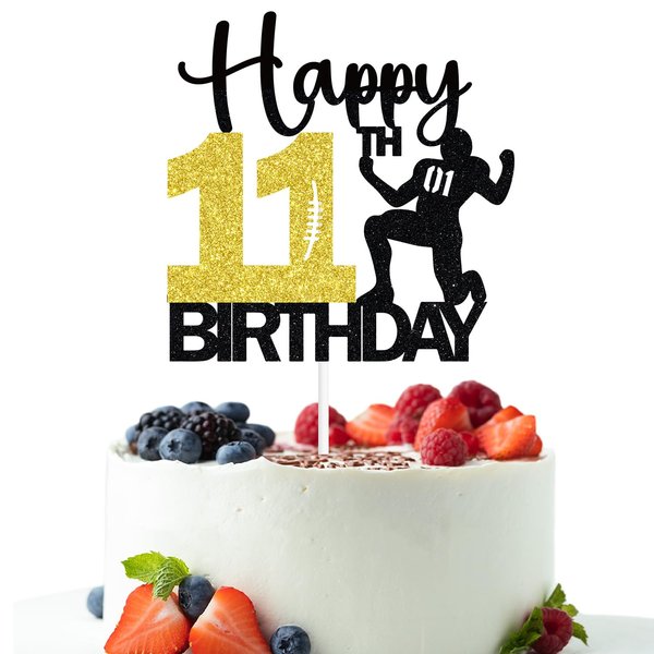 Football Happy 11th Birthday Cake Topper, Bro I'm 11, Cheers to 11 Years, America Football Theme 11th Birthday Party Decorations for Boys