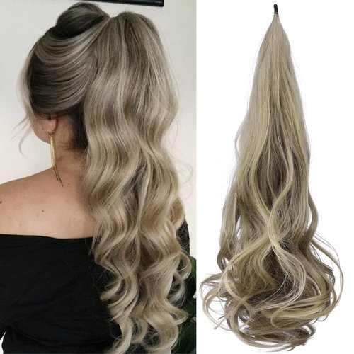 Ponytail Extension 30 Inch Flexible Wrap OTO BELLA Around Ponytail Hair Extensions 120g Long Curly Synthetic Ponytail Wavy Pretty Hair Ponytails Hairpieces For Women Daily Use (18TH24A)