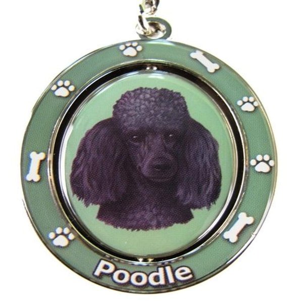 E&S Pets Black Poodle Double Sided Spinning Key Chain, KC-29