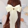 Hair Bows for Women Girls, 3 Pcs Red, White, Black Silky Satin Hair Bow Barrettes Long Tail Hair Ribbon Accessories