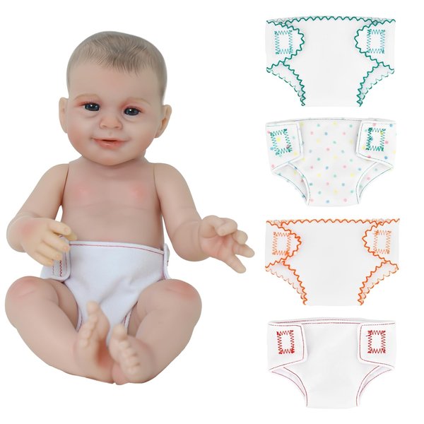 SCOM 4 PCS Baby Doll Diapers Baby Doll Accessories Sets Sized for 14-18 inch American Reborn Baby Dolls,Realistic Baby Dolls, for Kid Age 3+ (Diapers)