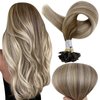 Full Shine Keratin Hair Extensions U Tip Human Hair Extensions Nail Tip Hair Extensions Pre Bonded Hair Extensions 20 Inch Balayage Color 3 Fading to 8 And 22 Blonde 50s 50g