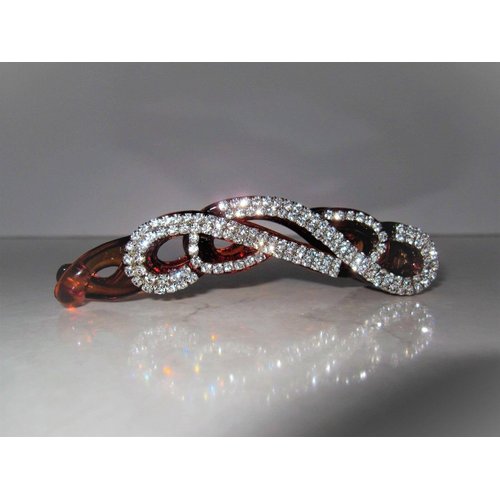 Generic Black or brown sparkly banana hair claw clip with crystals rhinestones (Primary color: Black), 1 Count (Pack of 1)