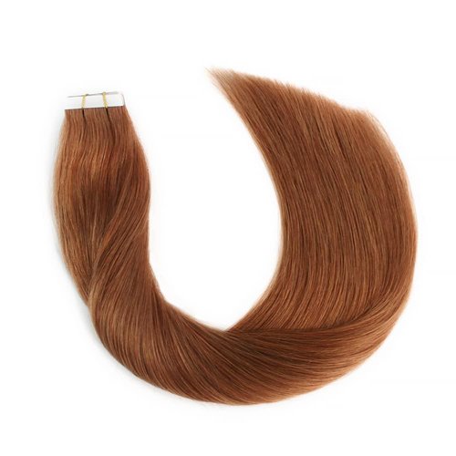 YMEYME Tape in Hair Extensions Human Hair Invisible Reusable Seamless Skin Weft Remy Tape Hair Extensions 20Pcs 50g #30 Auburn 22inch
