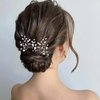 Foryysa Bridal Wedding Hair Pins for Women Silver Vine Headwear Pearl Rhinestone Flower Elegant Handmade Sparkly Bride Design (2 pcs)