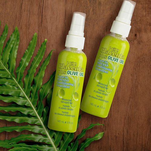 HNP Placenta Olive Oil Leave-in Conditioning Hair Treatment Pump, 5 Oz - Pack of 2