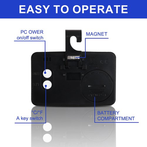 2Pcs Digital Refrigerator Fridge Thermometer Mini Freezer Thermometer Room Thermometer with Hook, Large LCD Display °C/°F Convertible with Hanging Hook for Kitchen,Home,Restaurants