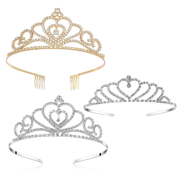 Gold & Silver Crystal Tiara Crown Headband for Women Elegant Princess Crown with Combs Bridal Wedding, Prom, Fairy, and Birthday Party Tiara for Women Royal Birthday Princess Tiara