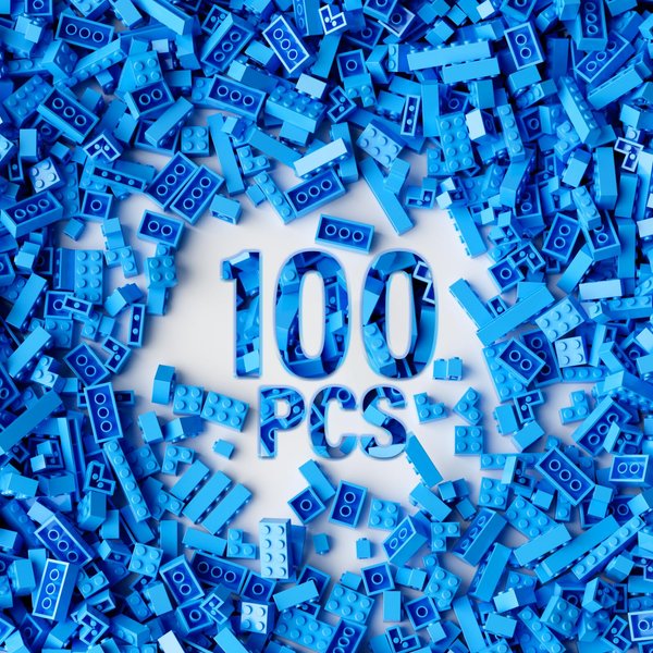 100 Piece Sky Blue Bricks Bulk, 12 Size Sky Blue Classic Building Blocks Bricks, Compatible with Lego Parts and Pieces(Color: Sky Blue)
