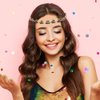 HZEYN Mardi Gras Headband Glitter Crown Mask Fleur De Lis Stretch Headbands Hair Band Party Costume Headwear Hair Accessories (Feather Mask)