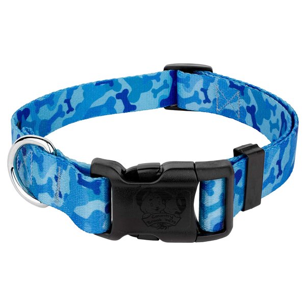 Country Brook Petz - Deluxe Blue Bone Camo Dog Collar - Made in The U.S.A., Camouflage Collection Featuring Rugged Designs (1 Inch, Medium)