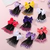 Kids Braid Ponytail dreadlock Extension with Bowknot Tie Clip in Braids Hair Extensions Wig Thin Dreads Extensions for Children Girls kids Wigs Synthetic Hairpiece Black Color Natural Soft