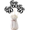 12 PCS Cheers to 60 Centerpiece Sticks Double Sided Glitter 60th Birthday Cake Toppers Number 60 Centerpieces Table Flower Topper Decorations for 60th Birthday Party Centerpiece Supplies Black