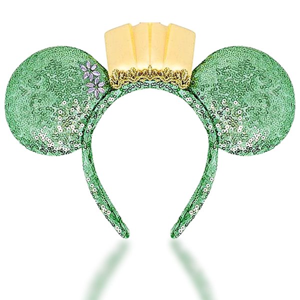 Needzo Sequin Mouse Ears Mint Headband with Crown, Vacation, Birthday and Party Accessory