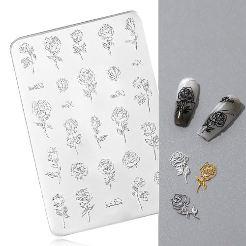 U-Shinein Nail Art Silicone Mold, Rose Nail Decoration Silicone Mold, 3D Nail Art Carving Mold Templates for Precise Embossed Pattern, Nail Tools Nail Charms for Acrylic Nail DIY Craft