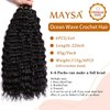 MAYSA Ocean Wave Crochet Hair, 22inch 6Packs Soft Synthetic Wave Crochet Hair, Curly Braiding Crochet Hair Extensions #1B Natural Black