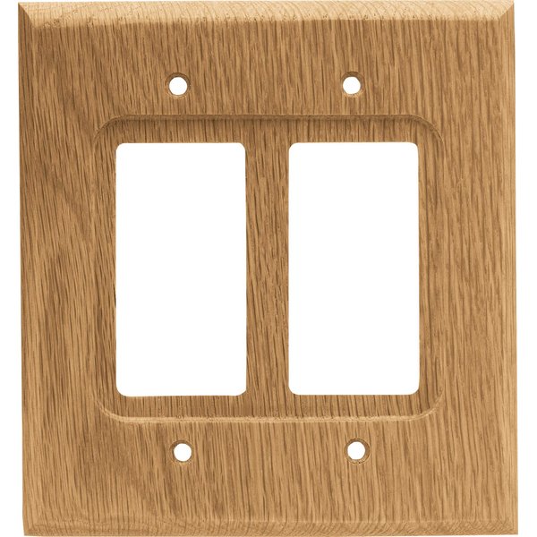 Brainerd 64654 Wood Square Double Decorator Wall Plate / Switch Plate / Cover, Medium Oak