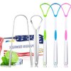 Tongue Scraper Cleaner for Adults Kids, 5 Pack 100% BPA Free Fresher Tongue Tools, Bad Breath Remove Reusable Stainless Steel Tounge Scrapper Set