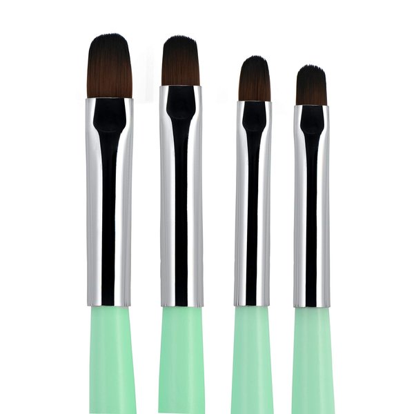 Beaute Galleria 4 Pieces Gel Nail Brush Set (Size 6, 8, 10, 14) for Gel Nail Extensions, UV Builder, Nail Tips Builder, Polygel Nails, Gel Sculpting, Nylon Hair Nail Art Painting Pen