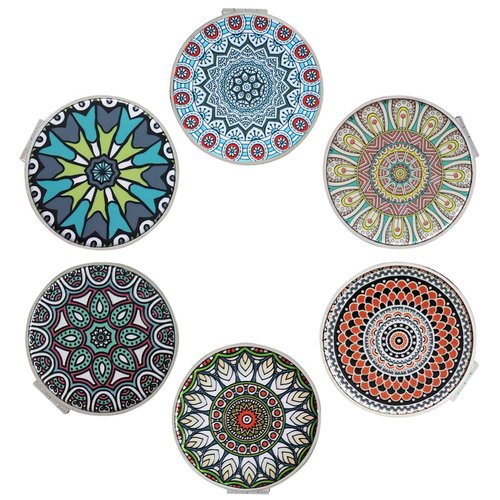 Beaufy Compact Mirror Set Small Travel Magnifying Pocket Mirrors for Purse Handheld Mini Folding Portable with 1x/2x Magnification for Women Girls Men Pack of 6