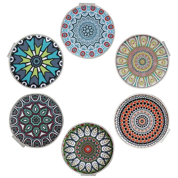 Beaufy Compact Mirror Set Small Travel Magnifying Pocket Mirrors for Purse Handheld Mini Folding Portable with 1x/2x Magnification for Women Girls Men Pack of 6