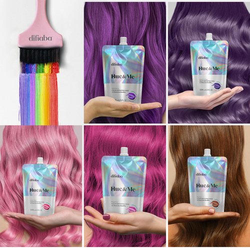 Difiaba Hue & Me Color Depositing Conditioner - Temporary Hair Dye of Fantasy Colors - Hydrating Color Depositing Hair Mask with BondPlex - 6.76 oz (12 Vibrant Shades Available) (Italian Rose)