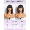 LUVME HAIR 10 Inch Light Yaki Straight Bob Wig with Bangs Human Hair Realistic HD Lace Short Black Bob Wigs, Ready to Go Blunt Cut Bob Wig Glueless 180 Density