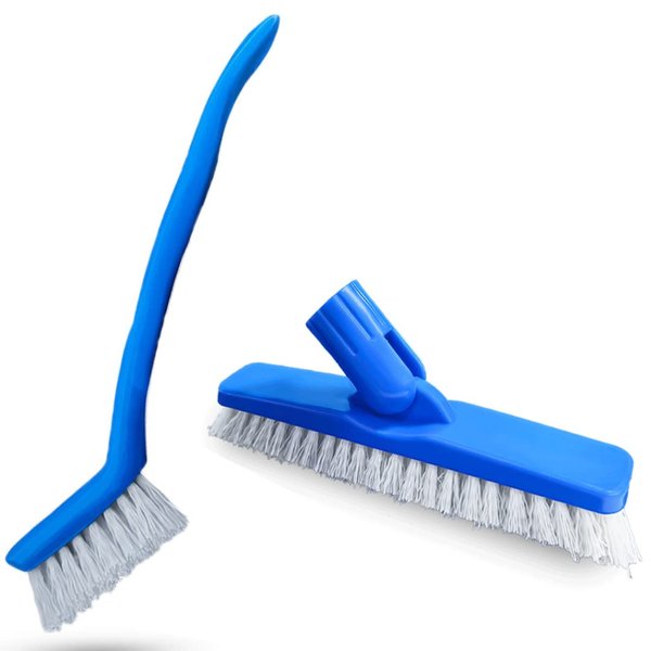 Clean-EEZ Grout Brush Combo Kit - Stand Up & Handheld V-Shaped Brushes with Curled Bristles - Easy Grout Cleaning Without Bending - Perfect for Tile, Showers & Hard-to-Reach Spots - Durable