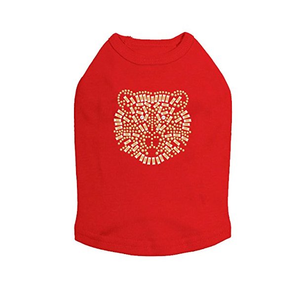 Small Tiger Face - Dog Shirt, M Red