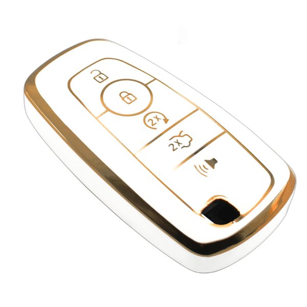 FEYOUN Key Fob Cover Compatible with Ford Escape Expedition Explorer F-150 F-250 F-350 F-450 F-550 Maverick Mustang Lincoln Aviator TPU Remote Keyless Key Fob Case Protection Shell Accessories, White