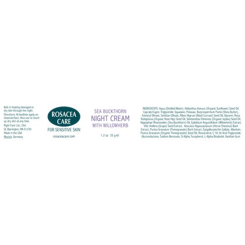 Rosacea Care Night Cream - Nourishing, deep moisturizer for rosacea skin (1.2 Oz)