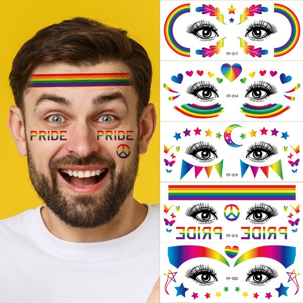 10 Sheets 4th of July Face Tattoos Stickers Independence Day Temporary Tattoos for Adult Kids, Red White Blue Patriotic Face Tattoos USA Memorial Day Party Favor Supplies for Body Eyes Face Decoration