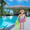 Emily Rose 18 Inch Doll Clothes | 4-Piece Floral Print One Piece 18" Doll Swimsuit Set, Includes Matching Towel, Ruffled Skirt, and Fun Beach Sandals! | Gift Boxed! | Fits Most 18" Dolls